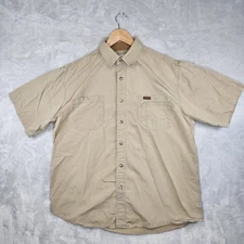Carhartt Shirt Men's Size Large Khaki Short Sleeve Button Up Hiking Work