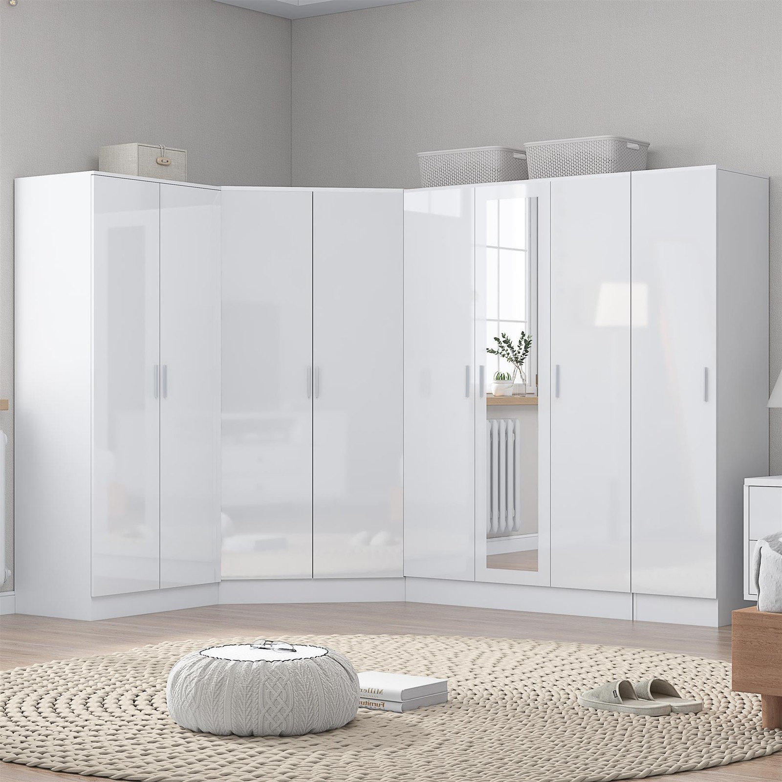 REFLECT Bundle 2 Door Corner + 3 Door + 2dr + 1dr Plain - White Gloss/White Matt
