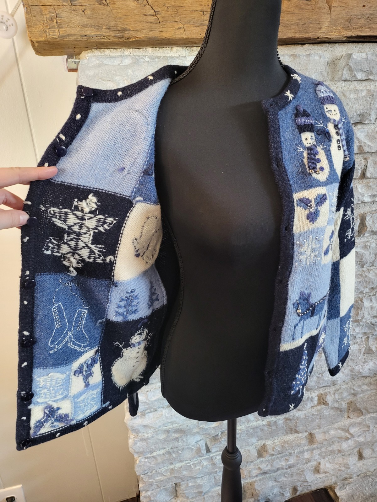 Vintage Talbots Patchwork Embroidered 100% Wool C… - image 13