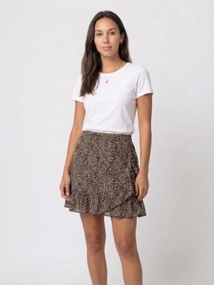 Hailys Damen Rock Wickelrock Mini Rock Volant Leo Print Gummibund Viskose XS-XXL