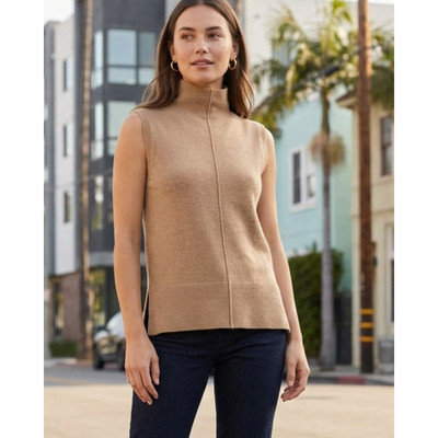Weekend Los Angeles Neutral Minimalist Sleeveless Mock Neck Sweater XS