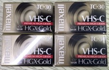 Maxell HGX-Gold TC-30 VHS-C Videotape Cassette Camcorder New Sealed LOT OF 4