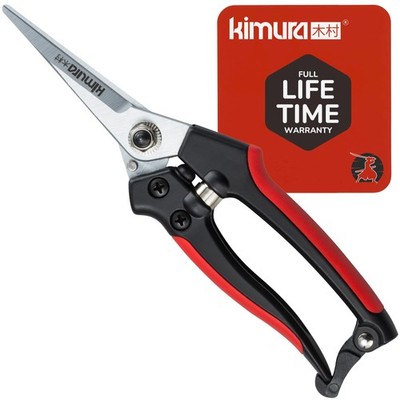 Kimura  8'' Pro Pruning Scissors, Premium Japanese SK5 8 Inches, Red & Black