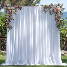 Wrinkle Free White Backdrop Curtain For Parties 10x10ft Soft Fabric 2 Panels