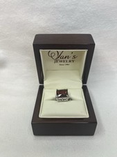 925 Sterling Silver Red Princess Cut Statement Ring   Ruby Colored Stone