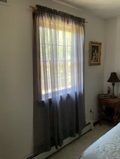 Charcoal Gray Semi Sheer Rod Pocket Curtains 84 Inch Length 2 Panels Set