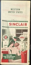 Sinclair Gas Station Road Map of WESTERN US Pre Interstate HIGHWAYS 1954