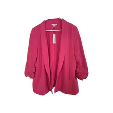 Chico's NWT Soft Ruched 3/4 Slv Jacket Blazer Pink Bromeliad 4/20