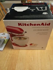 KitchenAid KSMICM Ice Cream Maker Attachment 2 Quart White Bowl