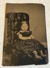 Antique Tintype Photo Beautiful Girl in Chair Shoes