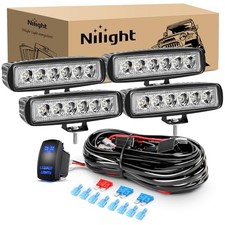 LED Pods 4PCS 18W 6Inch Flood Offroad Fog 4Pcs 18W Lights w/ wiring harness