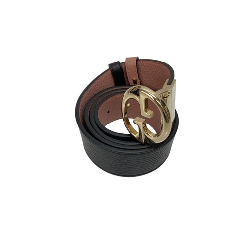 GUCCI Leather Belt, Black with Pink Lining, Men's, ¥450,000