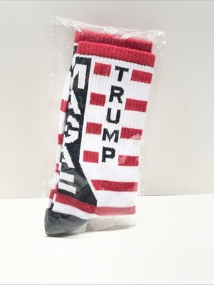 Trump MAGA USA Flag Socks Red White Striped Crew Patriotic Men s 4 12 New
