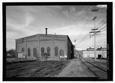 Looking north power house. Passenger car shop is right, erecting shop distance.