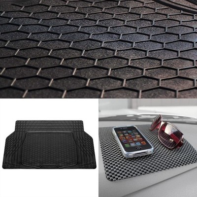 Universal Fit Trimmable Cargo Mat Black for Auto Car SUV w/ Black Dash Mat