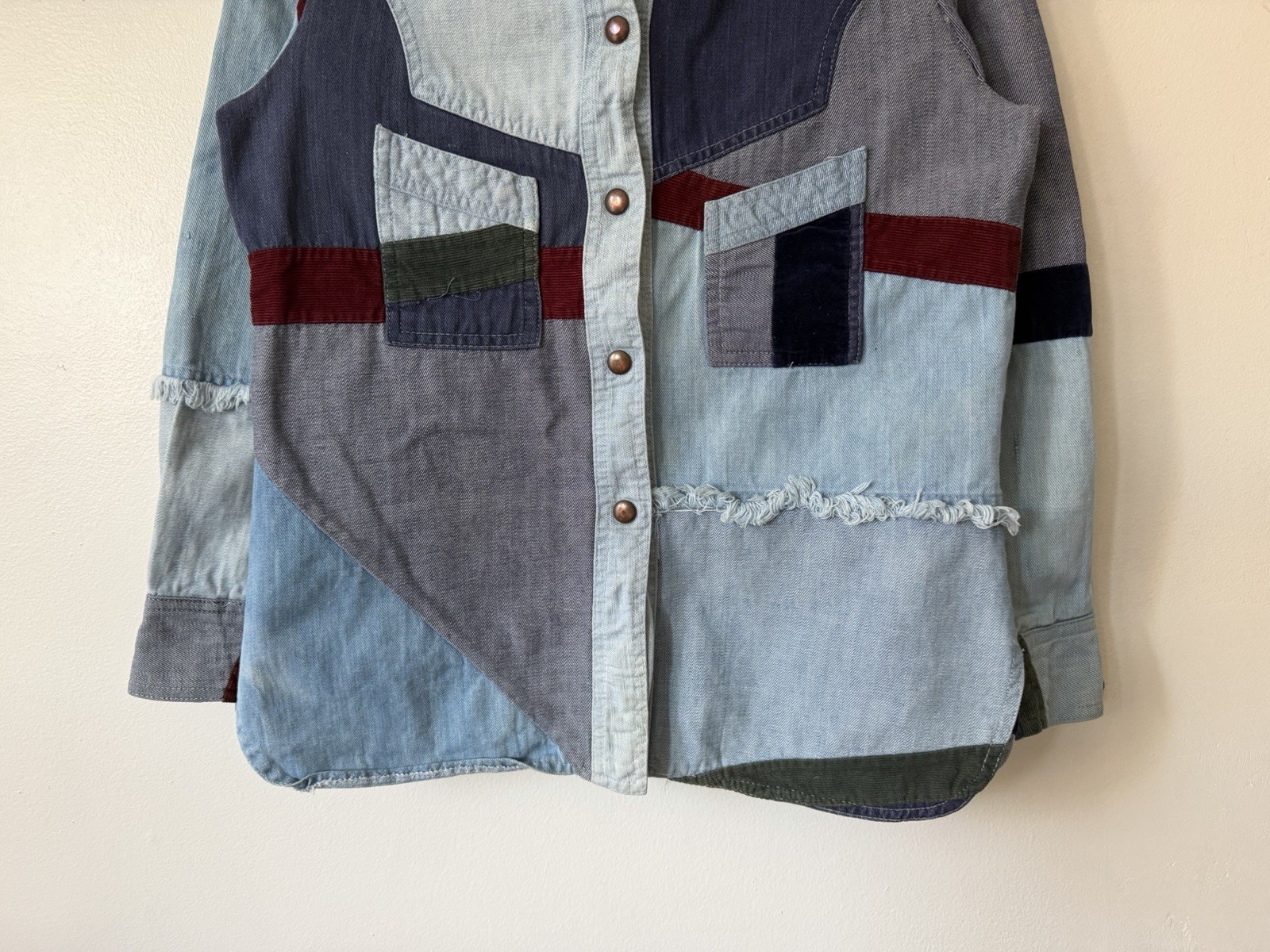 VTG 70s 80s Maximum Patchwork Denim Corduroy Butt… - image 4