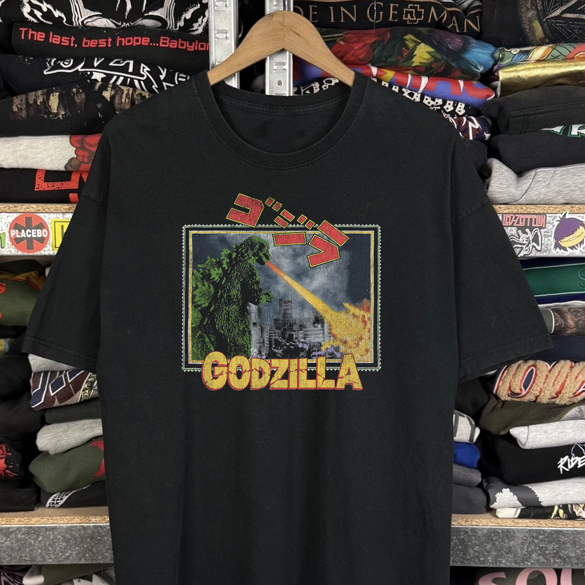 1994 Godzilla Washed T-Shirt Black L | eBay