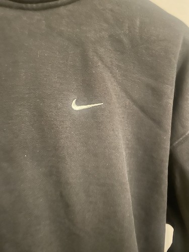 Y2K Nike Mini Swoosh Faded Black Pullover Hoodie Mens Large - Picture 2 of 8
