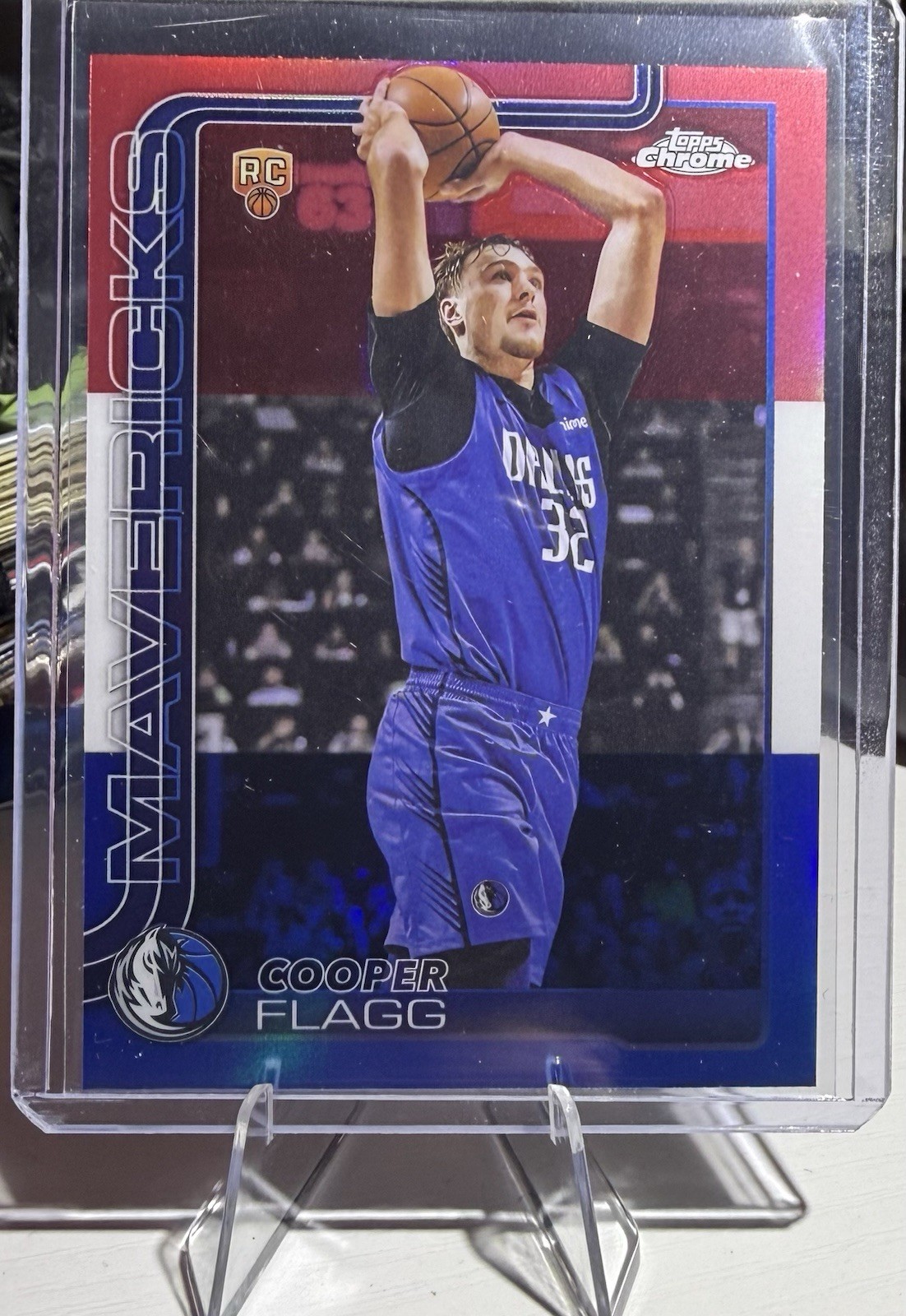2025-26 Topps Chrome Cooper Flagg Red White Blue Refractor #251 MAVS RC