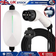 13A EV Charging Cable Type 2 UK Plug 3 Pin Electric Vehicle Car Charger Portable