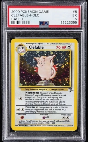 2000 POKEMON GAME BASE II #5 CLEFABLE-HOLO PSA 5