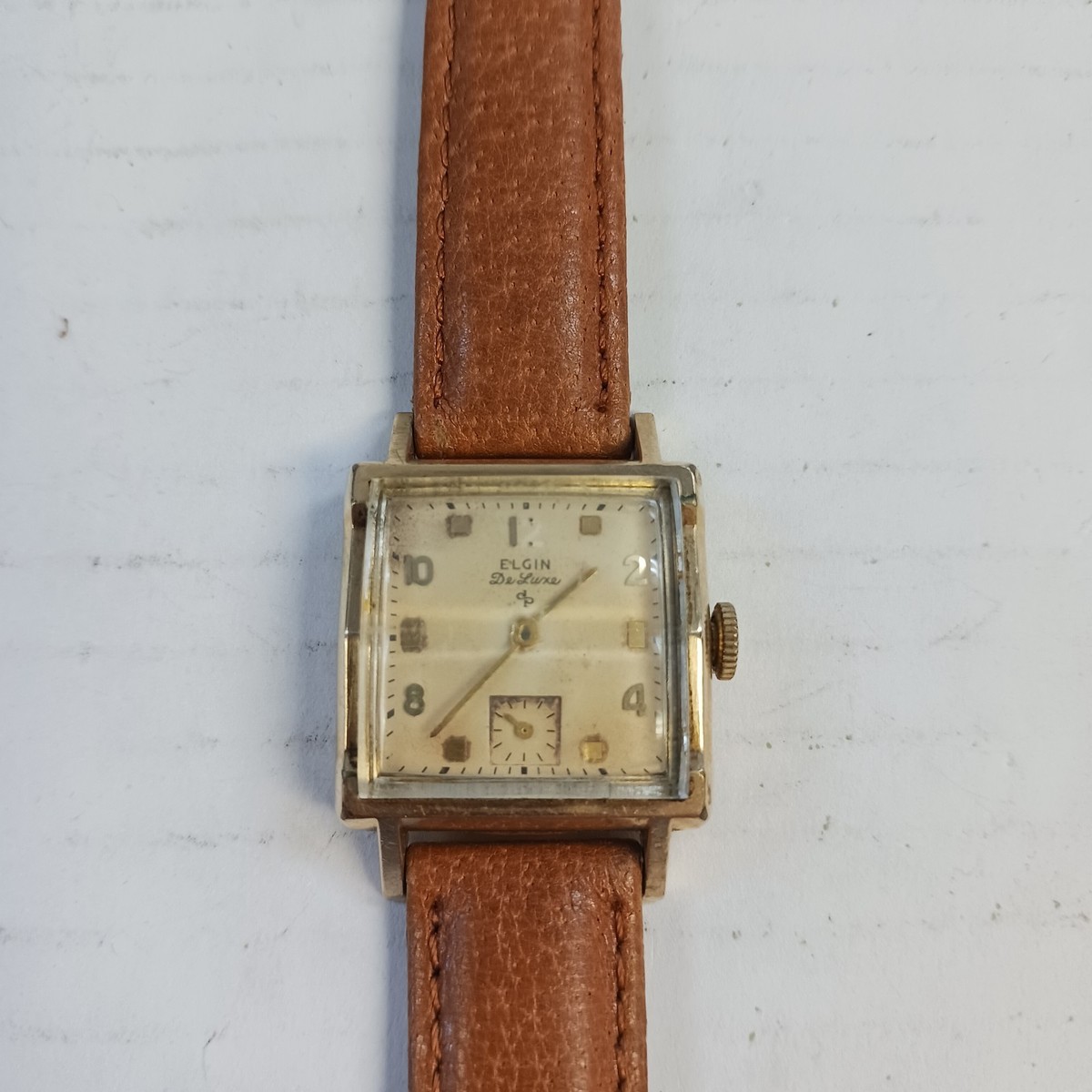 Vintage Elgin Deluxe 10k Gold Filled Manual Wind Watch Square Face