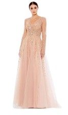 NWT 798 MAC DUGGAL V NECK LONG SLEEVE A LINE BALL GOWN 20295 SZ 20 - 22 24