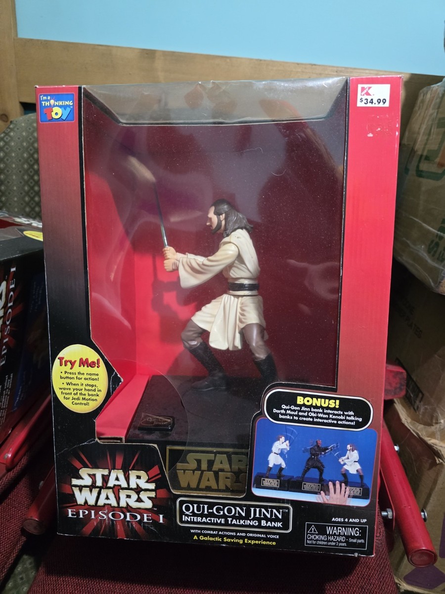 STAR WARS1997香港返還モデル　talking bank Vintage Star Wars Episode I QUI-GON JINN Interactive Talking Bank
