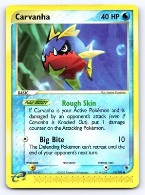 Carvanha 51/109 Common Ruby & Sapphire Pokemon Heavily Played