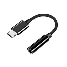USB-C Type C Adapter Port to 3.5MM Aux Audio Jack Earphone Headphone Cable Black