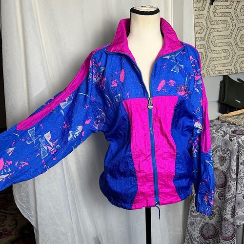 Vintage ASICS 90’s Windbreaker Athletic Track Jacket Y2K Blue Pink & Purple - Picture 5 of 16