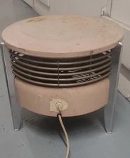 MID CENTURY Hassock Floor FAN FRIGID CC12G Stool Stand OTTOMAN Works Rare Find