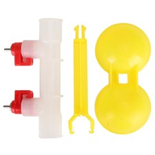 11PCS Double Nipple Chicken Cup Waterer Ball Valve Drinker With 2 Bowls Hanging