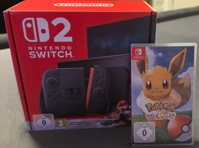 Nintendo Switch 2 Inkl. Pokemon Lets Go Evoli, Neuwertig