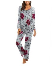 Womens Pajama Sets 2 Piece Lounge Set Fall Winter Pajamas Large Ink Flowers
