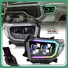 Rgb Led Front Headlights For 2014-21 Toyota Tundra 8 Lens Head Lamps Turn Singal