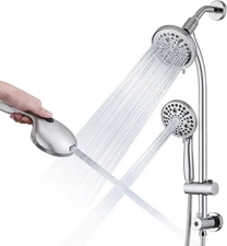 Shower Head Chrome Rainfall with Handheld Spray 26"Drill Free Adjustable Height