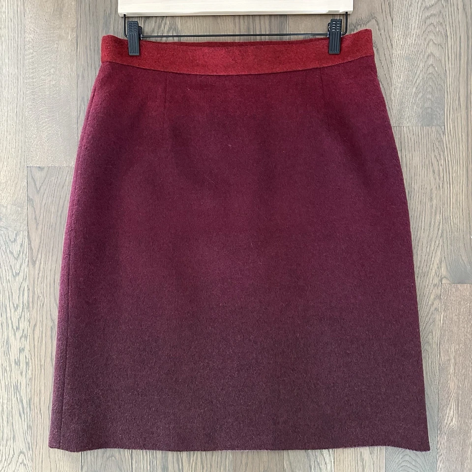 Max Mara Studio 羊毛混纺 Ombré 铅笔裙 蔓越莓红色 尺寸 48 IT 14 美国