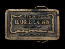 UD01124 VINTAGE 1979  GENUINE ROEBUCKS  CLOTHING ADVERTISEMENT BELT BUCKLE