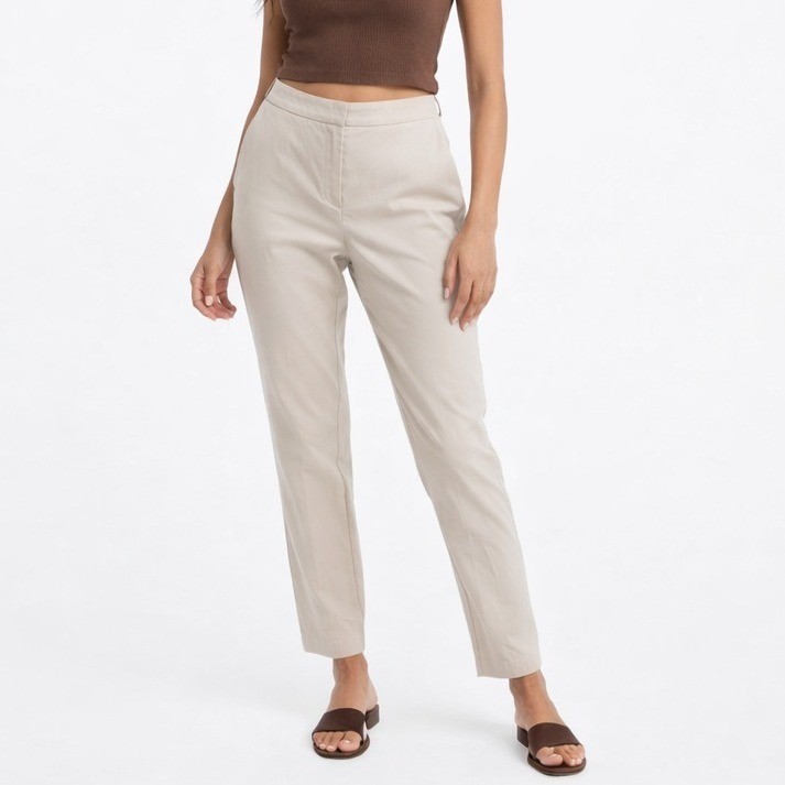 Lauren Ralph Lauren Trousers Womens 6 Tan Slim Leg Side Zip Stretch Pants