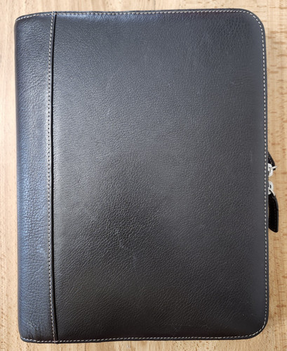 Levenger Leather Folio Full Zip Around Dark Brown Notebook Portfolio 8" X 10"