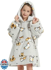 KFUBUO Wearable Blanket Hoodie for Kids Sherpa Patterns Oversized