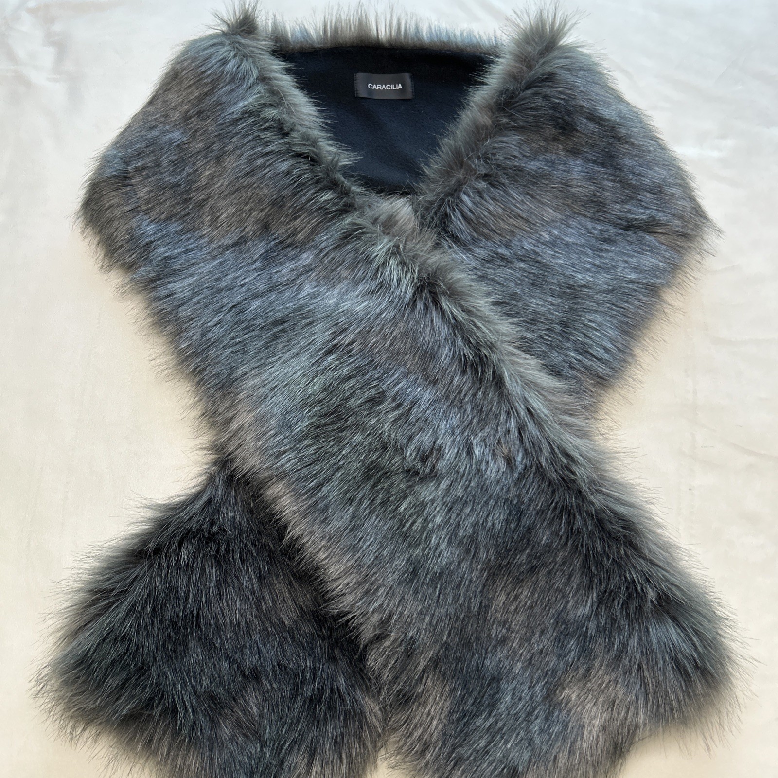 Caracilia Women’s Gray Faux Fur Scarf Large Neck Warmer Wrap Winter Fashion Soft