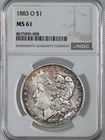 1883-O  $1 MORGAN SILVER DOLLAR "NEW ORLEANS" NGC MS61 #8675095-008 TONED/TONING