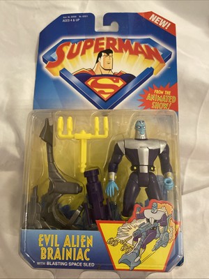 Evil Alien Brainiac & Space Sled Superman Animated Show Action Figure 1996 NIB