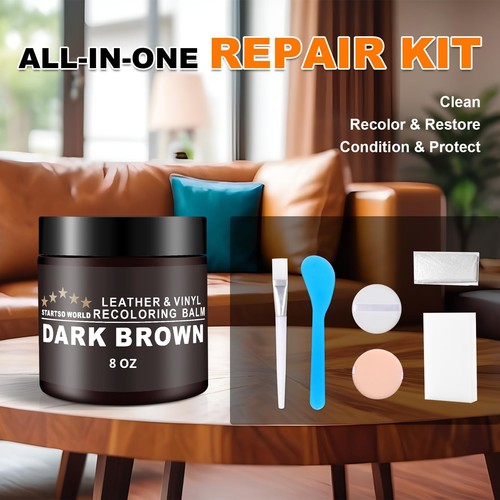 Leather Recoloring Balm, Tan Leather Repair Kit for Furniture, Leather Dye, L... - Picture 8 of 8