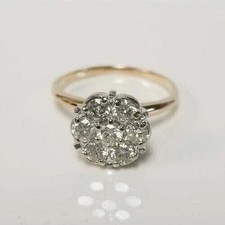 2Ct Round Cut Lab Created Diamond Engagement Cluster Ring 14K Yellow Gold Plated