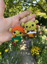 Crochet Ogre Couple Keychain, Handmade Amigurumi Bag Charm Gift