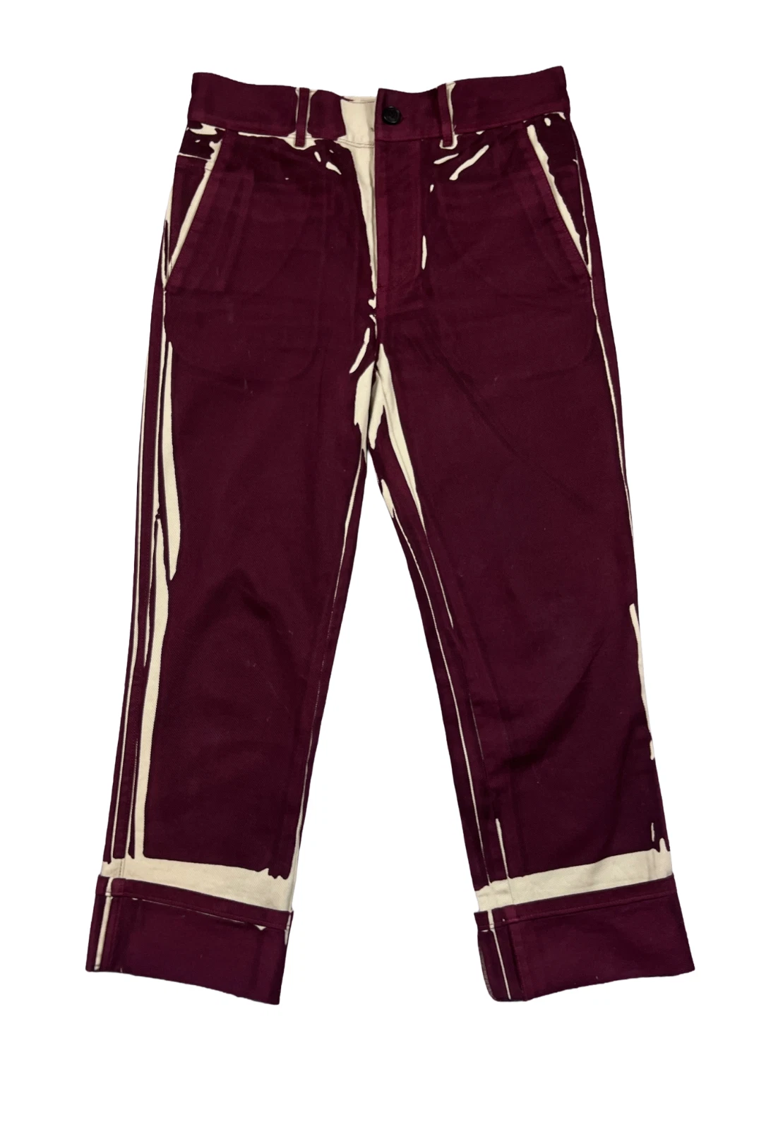 Prada — Archive Prada Milano Runway Denim Pants Jeans Red Wine Blood Unisex Size  M-L