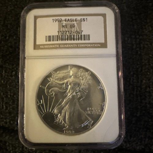 1992 $1 American Silver Eagle NGC MS69 Brown Label